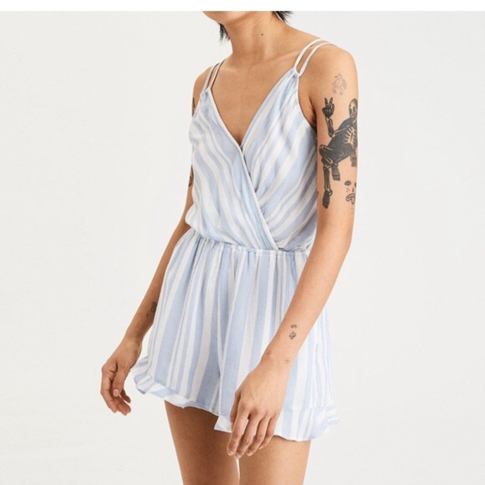 AE blue striped romper Size XS